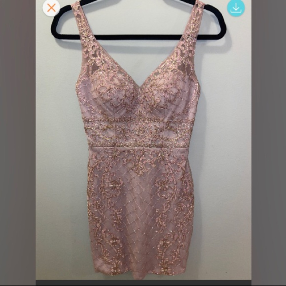 homecoming dress. worn once. pink and gold
